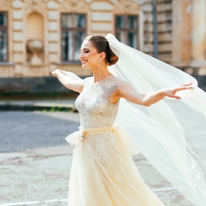 Ivory Wedding Veil: Handmade Soft Bridal Tulle, Full Volume