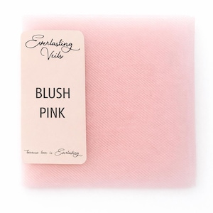 Blush Pink Wedding Veil: Soft Bridal Illusion Tulle, Raw Edge image 9