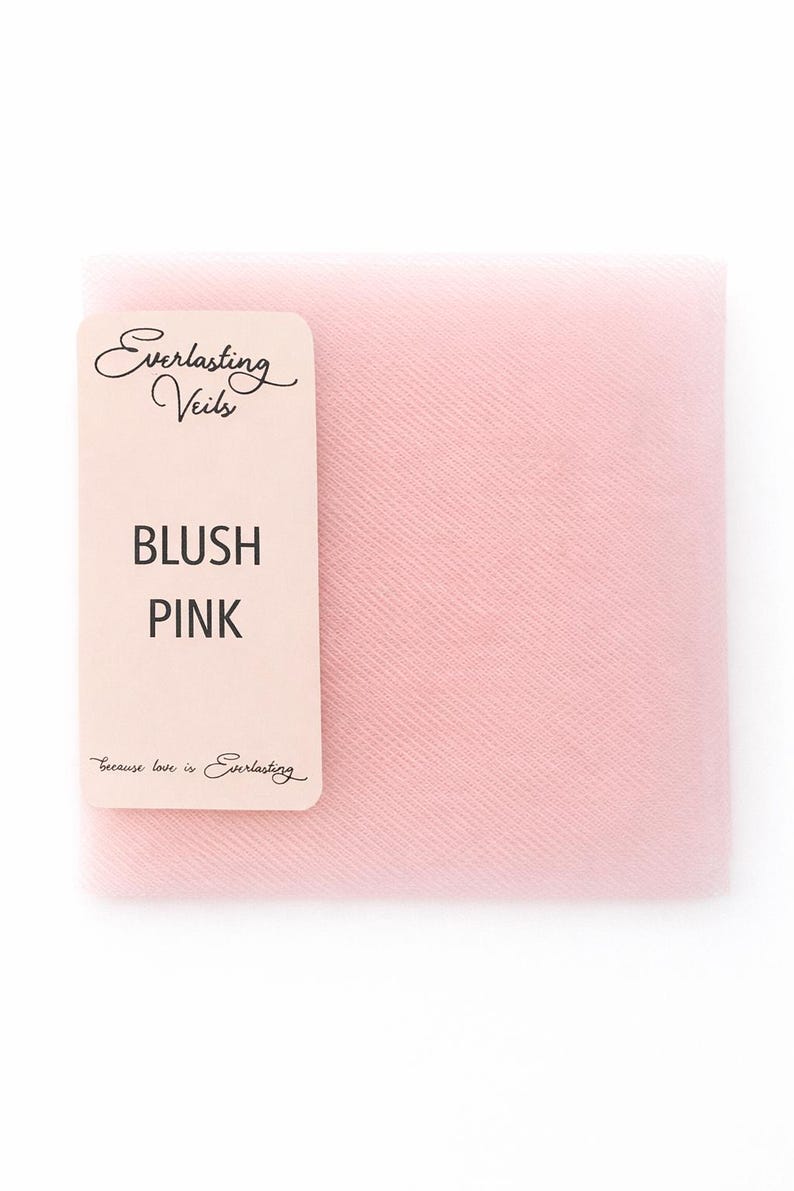 Blush Pink Wedding Veil: Soft Bridal Illusion Tulle, Raw Edge image 9