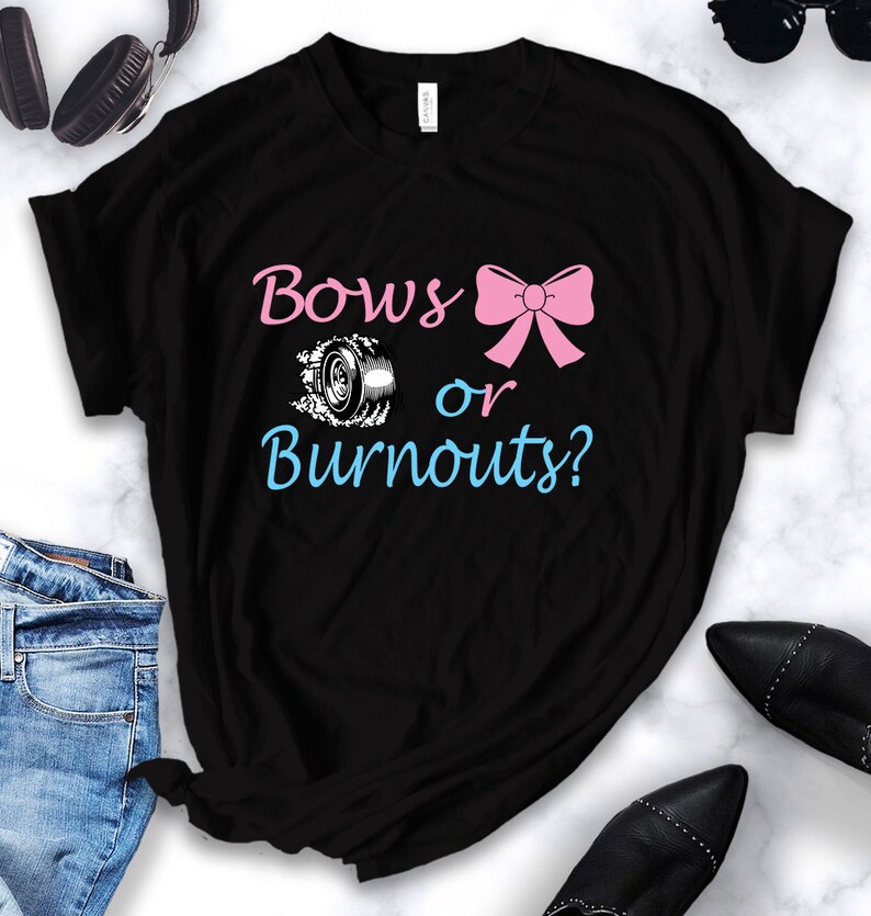 Bows or Burnouts shirt tank top v neck Gender Reveal | Etsy
