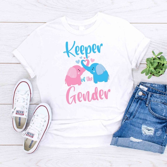 Gender Reveal Shirt With Baby Elephants Keeper of the Gender | Etsy