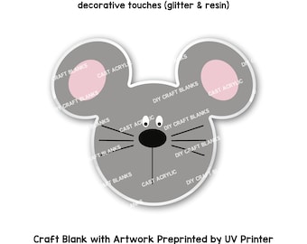 Mouse Head Acrylic Blanks for Key Chains, Phone Grips