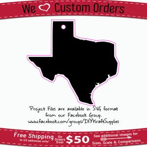 Acrylic Texas Shape Blank: DIY Craft Keychain, Ornament (1/8" Thick)