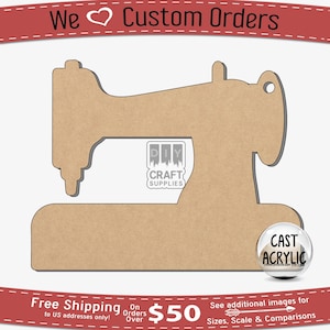 Sewing Machine Acrylic Shape, Acrylic Shaped Sewing Machine Blank, Unfinished Sewing Machine Craft Blank, DIY Acrylic Blank