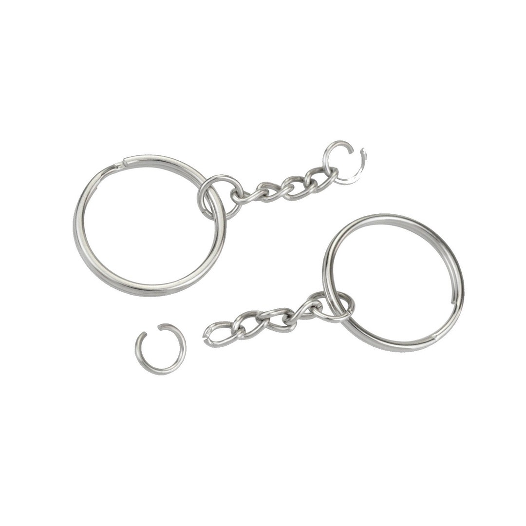 Eboot 10 mm 50 Pieces Small Key Chain Ring Split Rings Key Chains for Keys Organization, Silver Color