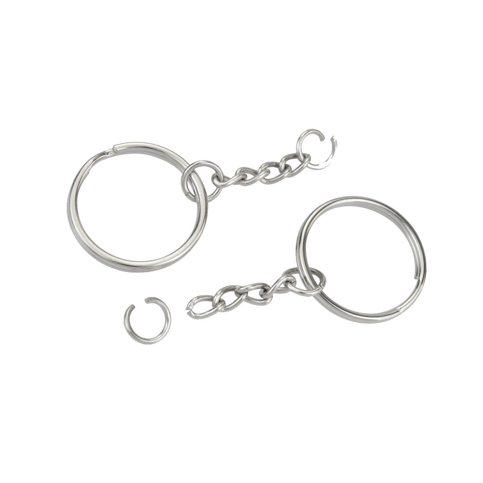 Ten (10) - Silver Key Chain Rings with Attached Chain, 1 Inch Split Key  Chain Ring, 25mm Split Key Ring Chain, Keychain FOB, Pendants