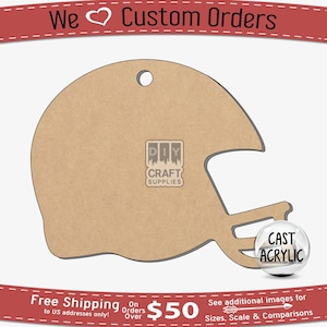 Casco de fútbol acrílico en blanco: llavero DIY, formas para manualidades