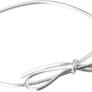Silver Elastic Loops with Bow, Pre-tied 8 Inch 50 Stretch Loops, Wedding Program Ties, Gift Box Embellishments