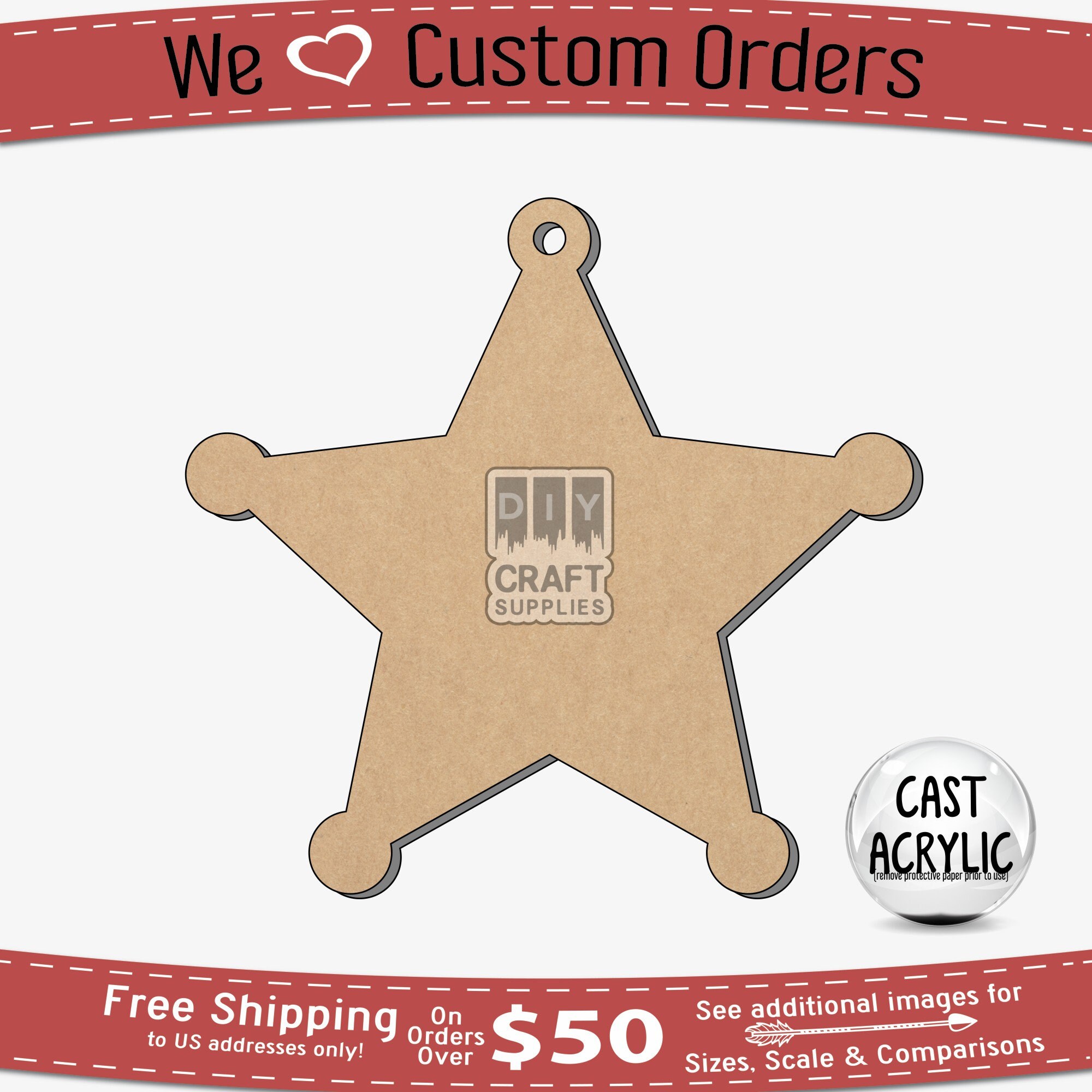 Acrylic Sheriff Star Blank: Laser Cut Craft Badge - Etsy