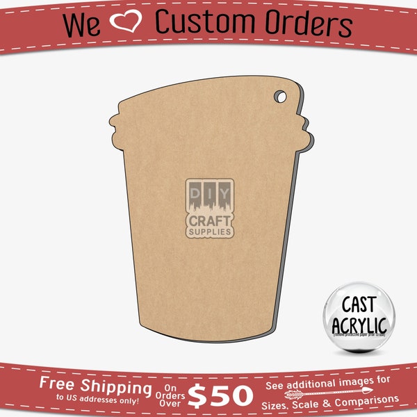 To Go Coffee Cup Acrylic Blank for Key Chain and Crafting