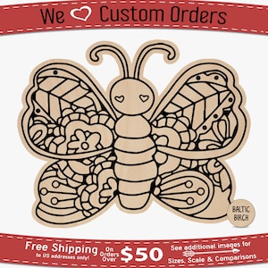 Butterfly - Laser Cut Out Unfinished Wood Shape Craft Blank, Paintable Wood Craft,