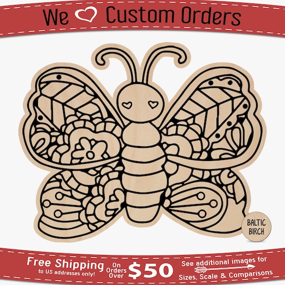 Scene Butterfly - Laser Cut Out Unfinished Wood Craft Shape BUG19 Scene Butterfly - Laser Cut Out Unfinished Wood Craft Shape BUG19