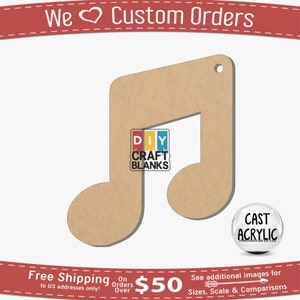 Double Music Note Acrylic Craft Blank: DIY Keychain, Badge Reel