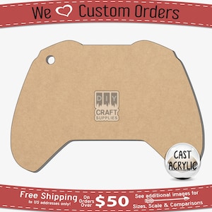 May include: A brown cardboard cutout of a video game controller with a hole in the top. The cutout is for crafting and is available from DIY Craft Supplies.