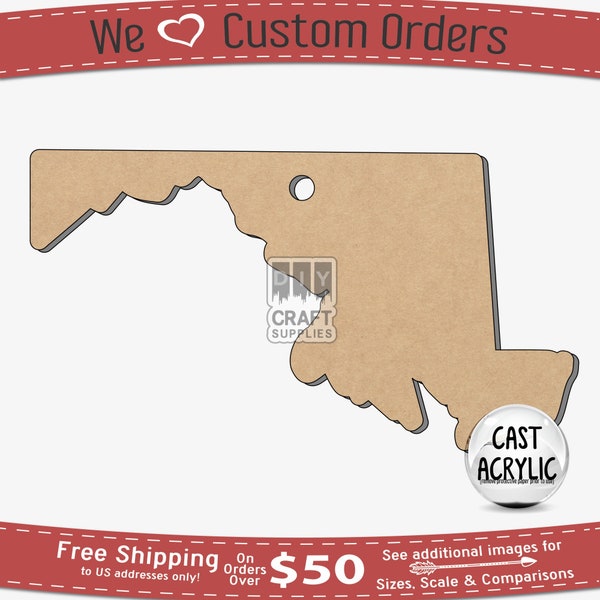 Maryland State Acrylic Blank for Key Chain and Crafting