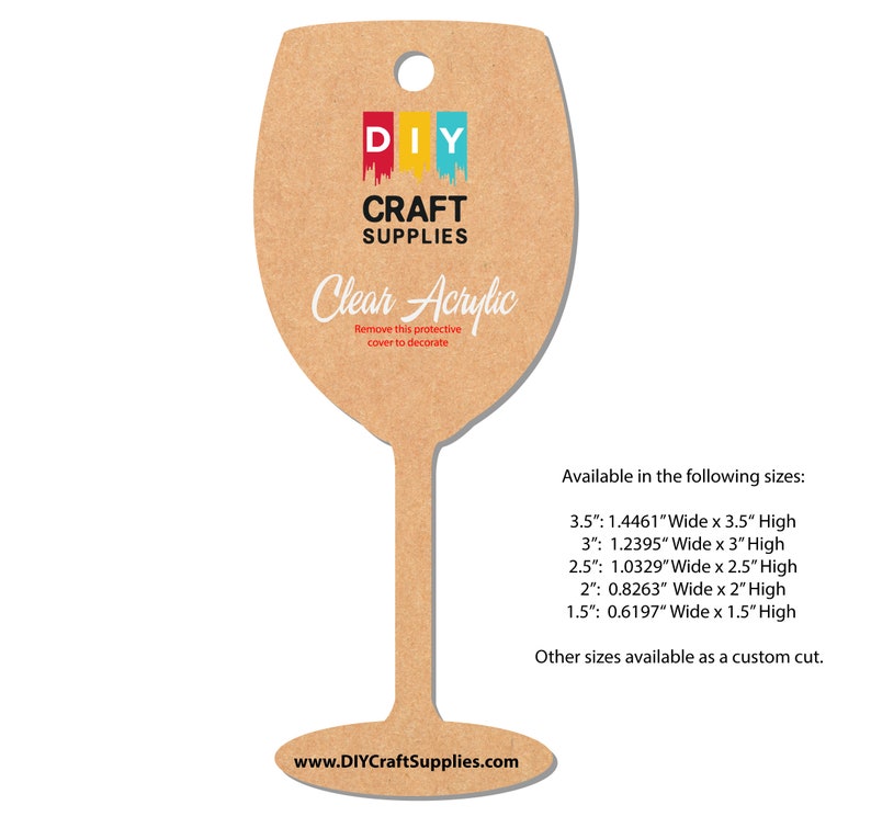 Package of Wine Glass Craft Acrylic Blanks for Key Chains and Etsy