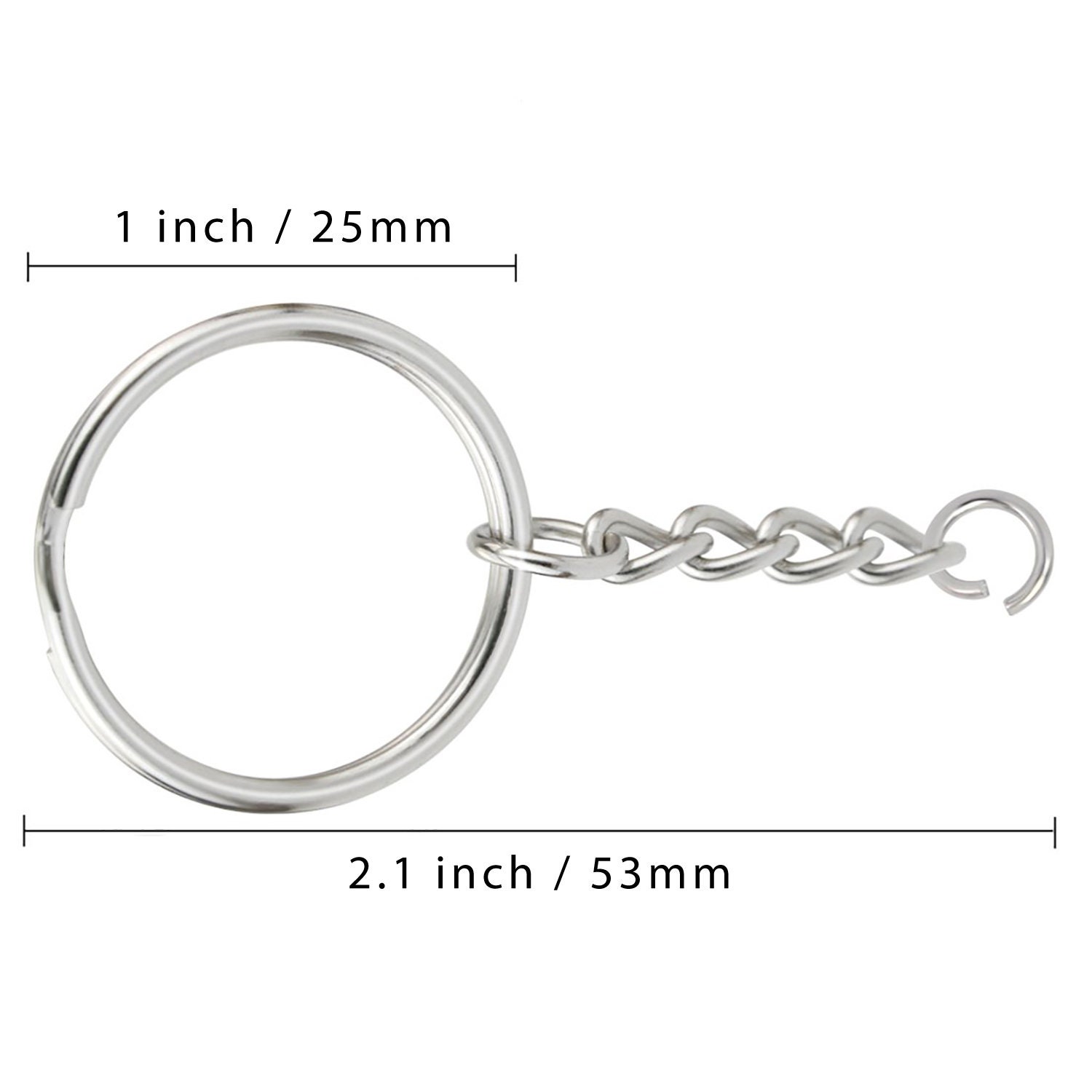 4, 20 or 50 BULK Key Chain Rings, Silver, Starter Chain Base, Split Ring,  25mm Ships Immediately From USA SL221 