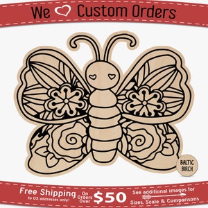 Butterfly - Laser Cut Out Unfinished Wood Shape Craft Blank, Paintable Wood Craft,