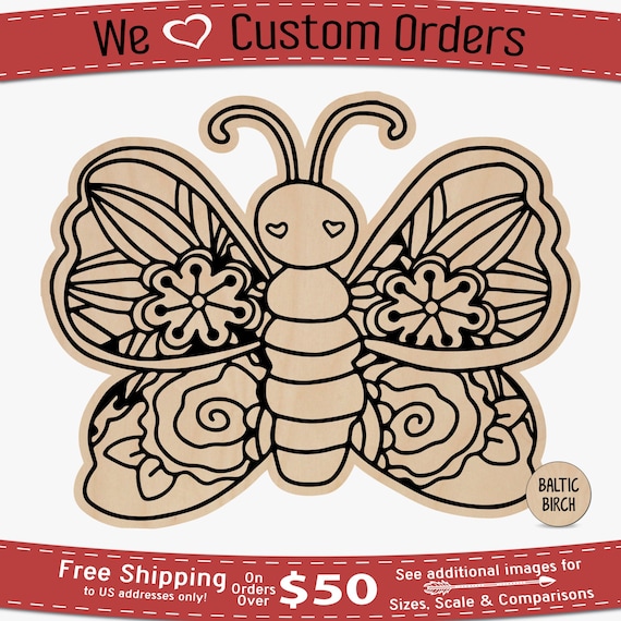 Butterfly - Laser Cut Out Unfinished Wood Craft Shape BUG33 Butterfly - Laser Cut Out Unfinished Wood Craft Shape BUG33