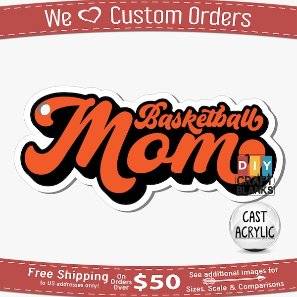 Retro Basketball Mom, Retro, Basketball, Mom, Keychain, Badge Reel, DIY, Craft, Blank, Phone Grip