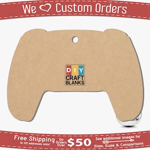 May include: A brown cardboard cutout of a video game controller with a hole at the top for hanging. The controller is a DIY craft blank with the text "DIY CRAFT BLANKS" in a colorful box on the front.