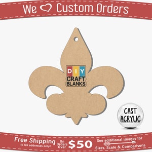 Fleur-de-lis, DIY, Craft, Blank, Keychain, Key Chain, Badge Reel, Phone Grip, Acrylic