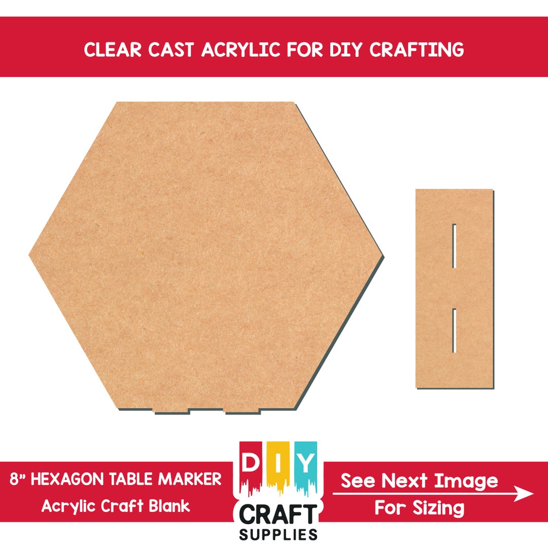 8 DIY Blank Hexagon Acrylic Table Number Sign, DIY Modern Hexagon