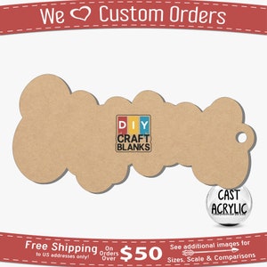 May include: A brown craft blank shaped like a key with a hole at the top. The blank is made of cast acrylic and is available in various sizes. The image also includes the text "DIY CRAFT BLANKS" and "CAST ACRYLIC".