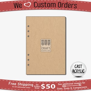 May include: A brown cardboard sheet with a black border and a white logo that says "DIY CRAFT SUPPLIES". The sheet has six evenly spaced holes along the left edge. The sheet is on a white background.