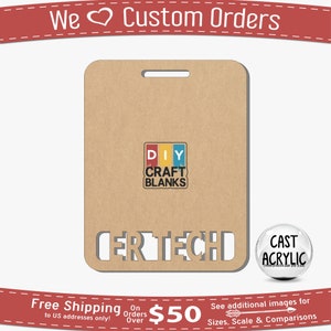 Clear Acrylic ER Tech Badge Buddy - Horizontal Emergency Room Technician