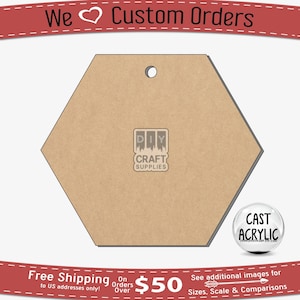 Clear Acrylic Hexagon Blank: Craft Keychain, Badge Reel (3mm)