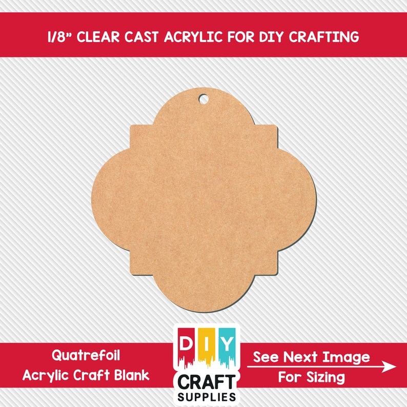 Package of 3 Quatrefoil Acrylic Craft Blank for DIY Projects