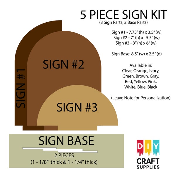 3 Signs on Single Acrylic Stand - DIY 5 Piece Sign Blanks, Acrylic Signs, DIY 3 Sign Blanks