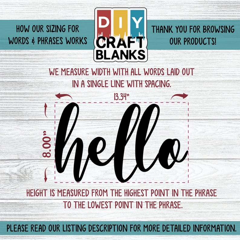 Cursive Hello Wood Cutout | DIY Wood Craft Blank | Unfinished Baltic ...