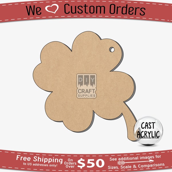 Shamrock, 4 Leaf Clover, Clover, Keychain, Badge Reel, Acrylic Shape, Acrylic Shaped Blank, Unfinished Craft Blank, Shapes for Crafts