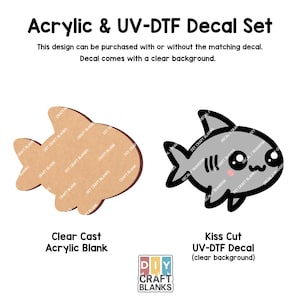 Tubarão de desenho animado fofo, fofo, desenho animado, tubarão, artesanato em branco com decalque Uv-Dtf correspondente opcional, Uv DtF, chaveiro, carretel de crachá, faça você mesmo, artesanato, em branco