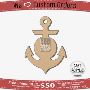 Acrylic, Anchor, Craft, Blank, DIY, Keychain, Phone Grip, Badge Reel