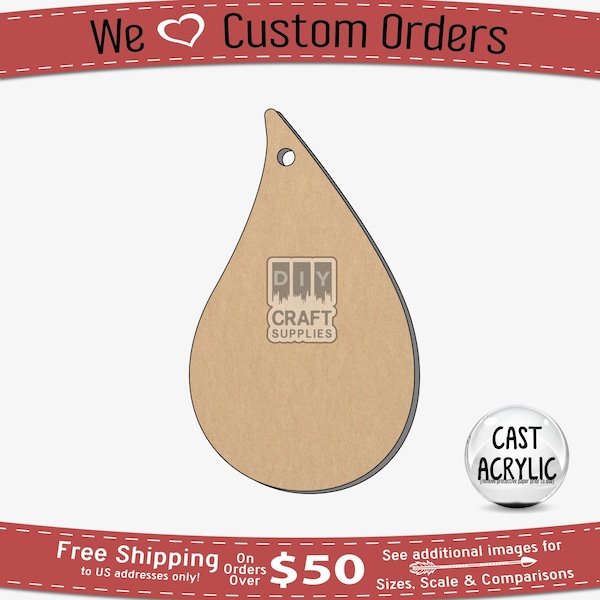 Blood Drop or Water Drop or Tear Drop Craft Acrylic Blanks for Key Chains