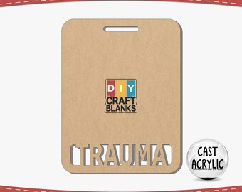 Porta credencial de trauma: acrílico transparente, horizontal