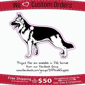 Perfil de pastor alemán acrílico en blanco: llavero artesanal