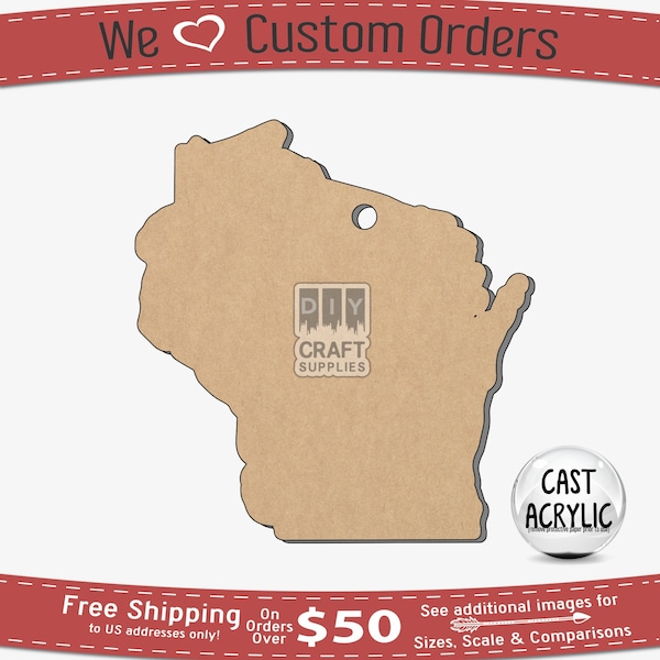 Wisconsin State Acrylic Blank for Key Chain and Crafting