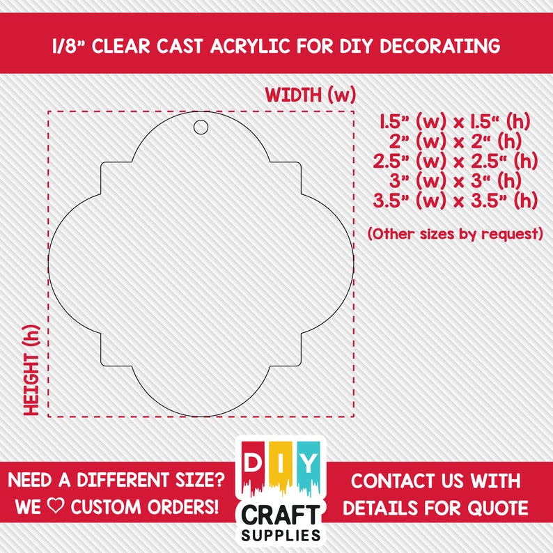 Package of 3 Quatrefoil Acrylic Craft Blank for DIY Projects