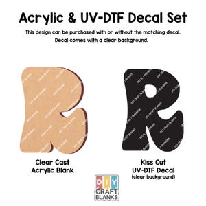 Letter R Acrylic Blank: Hippie Retro Font, DIY Keychain Craft