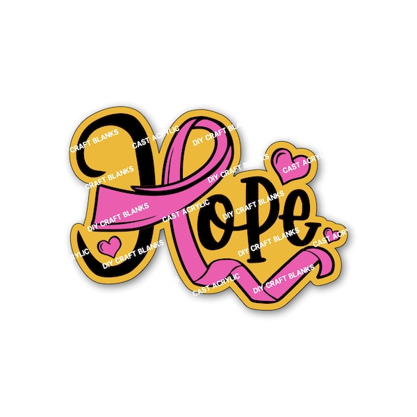 HOPE Awareness Ribbon, Hope, Hearts, Keychain, Badge Reel, DIY, Craft, Blank, Phone Grip