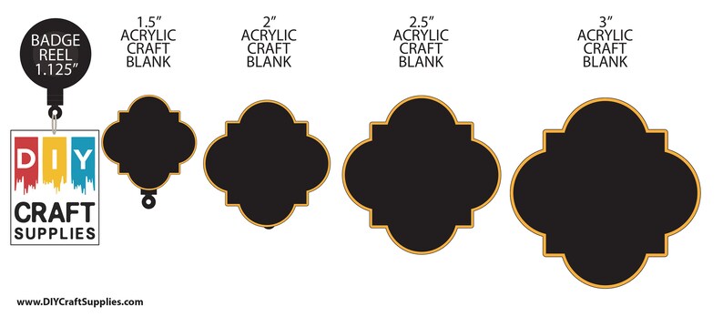 Package of 3 Quatrefoil Acrylic Craft Blank for DIY Projects