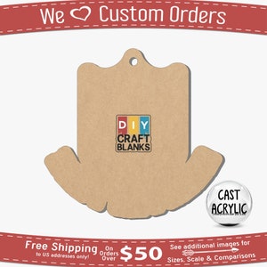 May include: A brown wooden cutout of a cowboy boot with a hole at the top for hanging. The cutout is labeled "DIY CRAFT BLANKS".