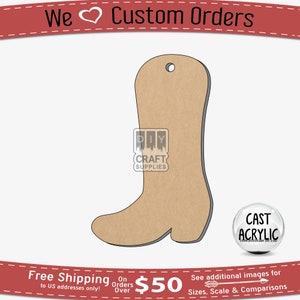 Cowgirl Boot Acrylic Blank: DIY Keychain, Badge Reel Craft Shape