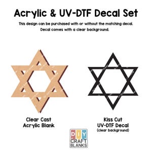 Star of David Acrylic Craft Blank | Hanukkah, Jewish Decor (SVG & Print Files)