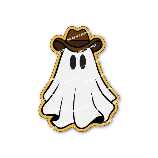 Cowboy Ghost, Wyatt, Halloween, Ghost, Cowboy Hat, Keychain, Badge Reel, DIY, Craft, Blank, Phone Grip