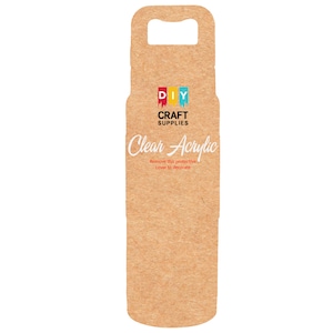 May include: A brown paper bottle with a handle, labeled "DIY Craft Supplies Clear Acrylic". The label has a colorful logo with the letters "DIY" in red, yellow, blue, and green.